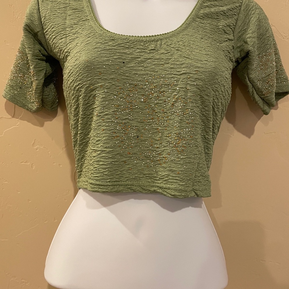 Olive Green Embellished Women’s stretchable saree blouse